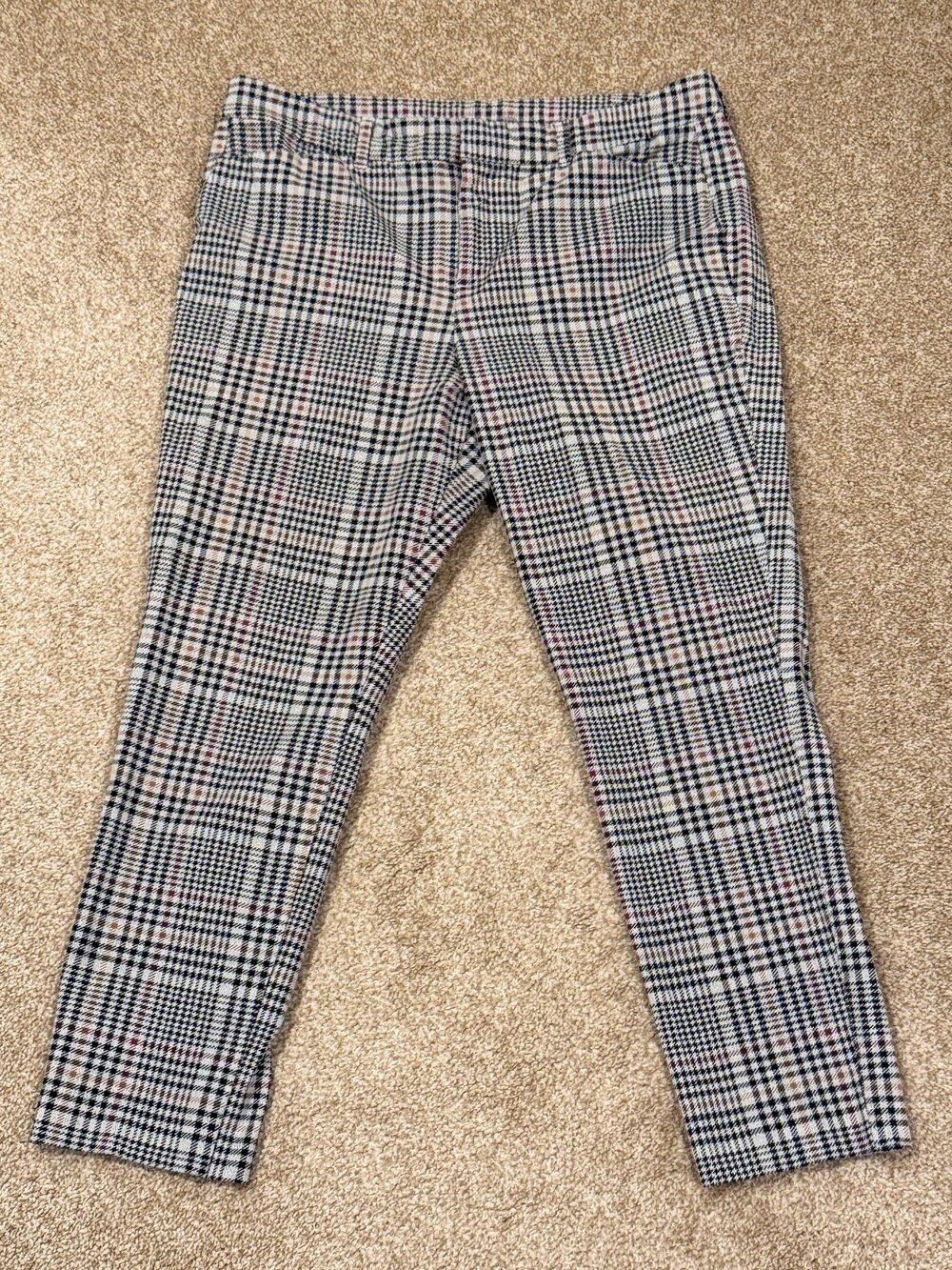 Old Navy Pixie Pants 12 High Rise Secret Slim Glen Plaid Houndstooth Ankle Crop